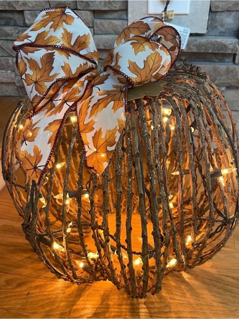Light up wicker pumpkin